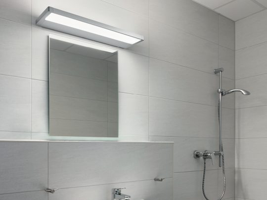 Derungs Zera Bath mounted above a mirror in an aged care bathroom