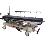 HPA480A Electric Patient Trolley with flat mattress and one side rail raised